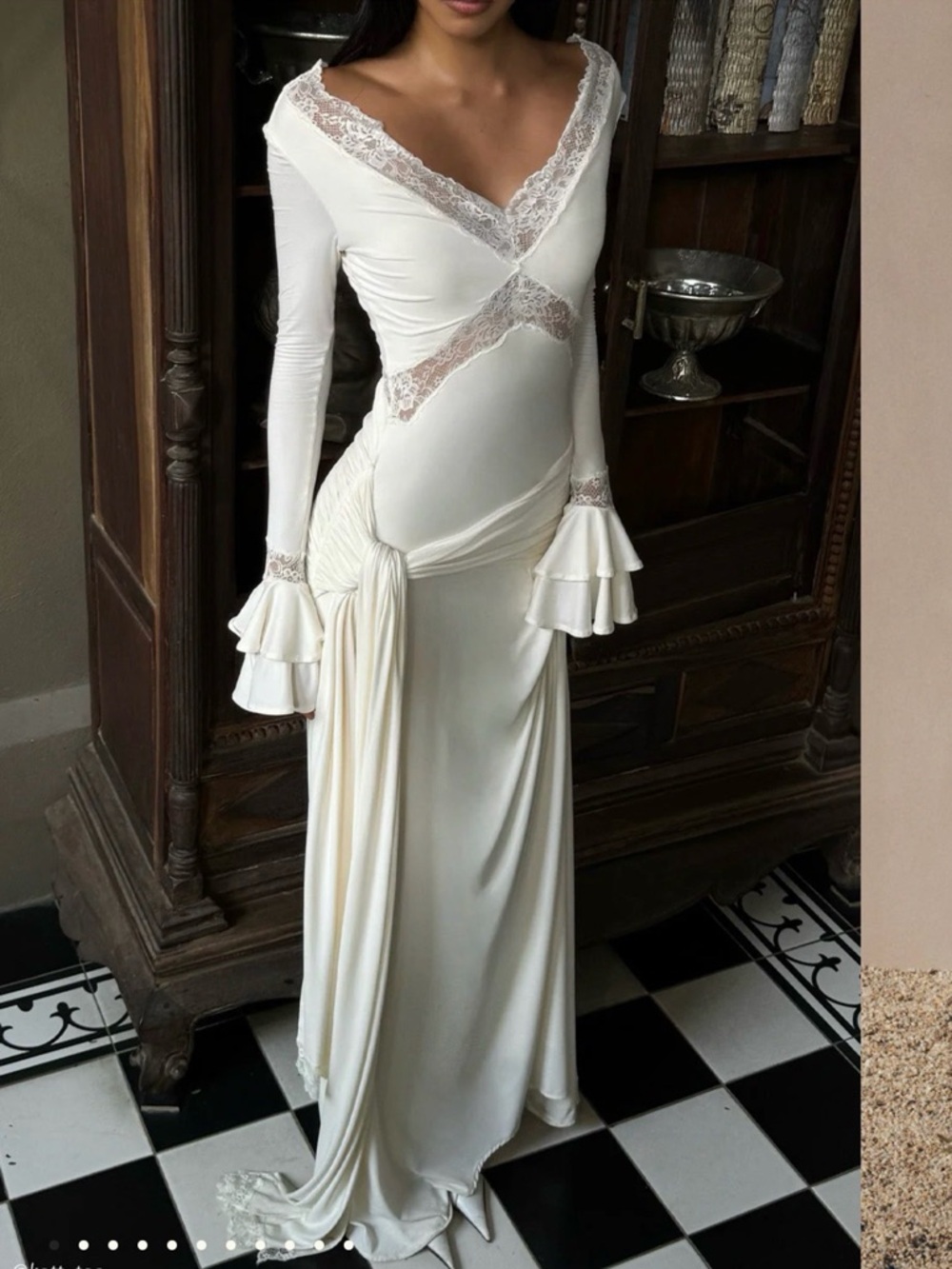 Electra slinky lace maxi dress